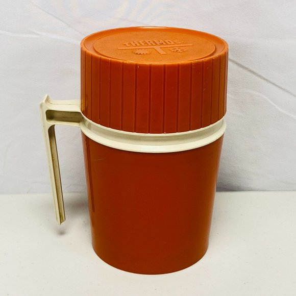 Vintage Thermos 10oz Insulated Hot or Cold Food Cup Orange King Seely Model 7002 - Picture 3 of 11